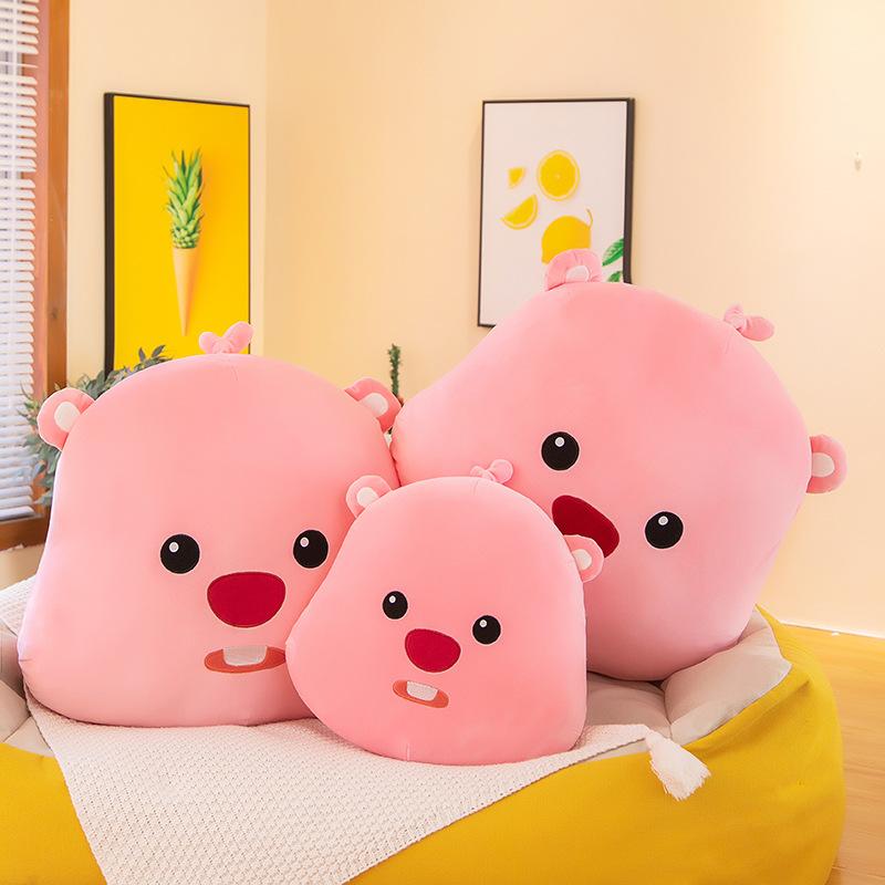 

New beaver throw pillow couple press doll large plush toy cute cartoon pillow birthday gift 40cm рожевий