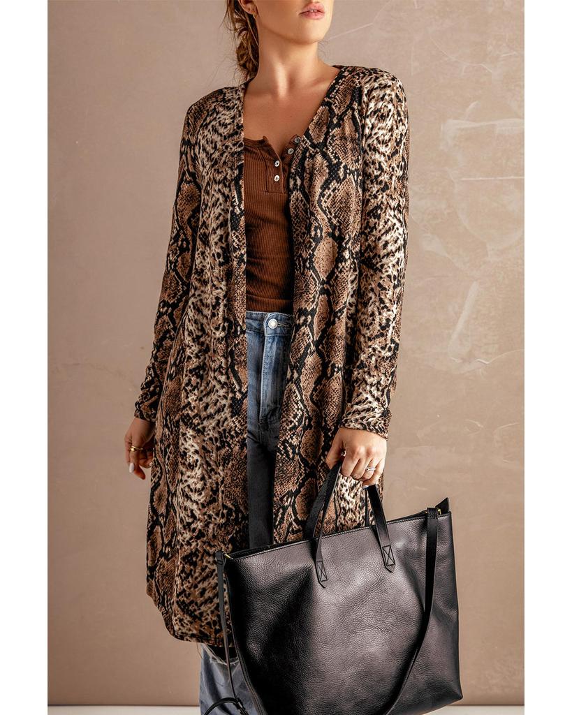 Azura Exchange Long Cardigan with Snake Print