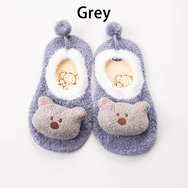WARMSHOP 0-6 Months Cartoon Newborn Baby Girls Boys Thick Warm Anti-Slip Polyester Soft Floor Socks Slipper First Walkers 