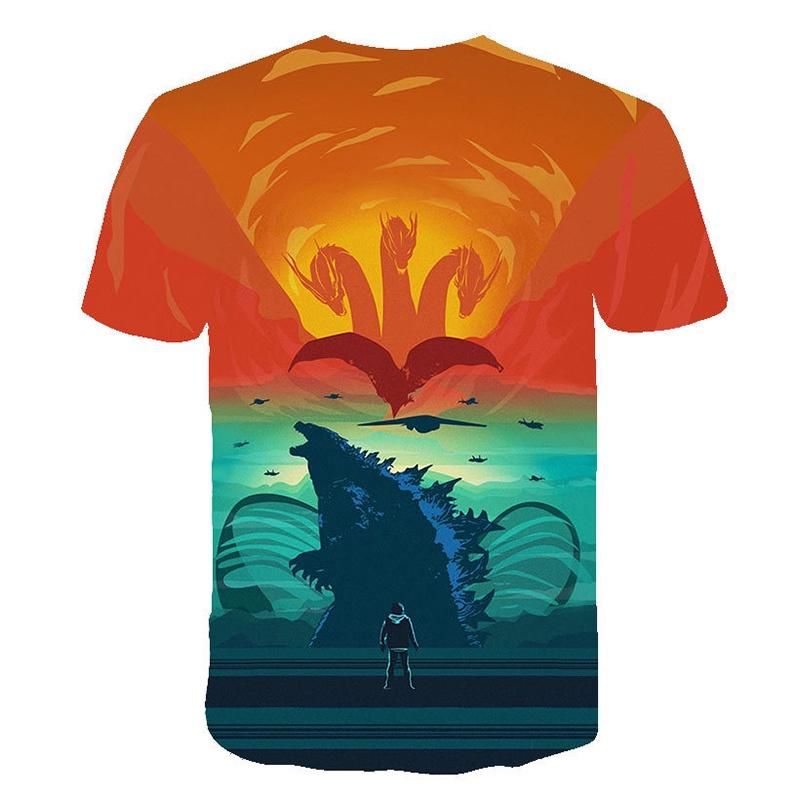 Vibrant 3d Print Godzilla King Of The Monsters Unisex Casual Short Sleeve T-shirt