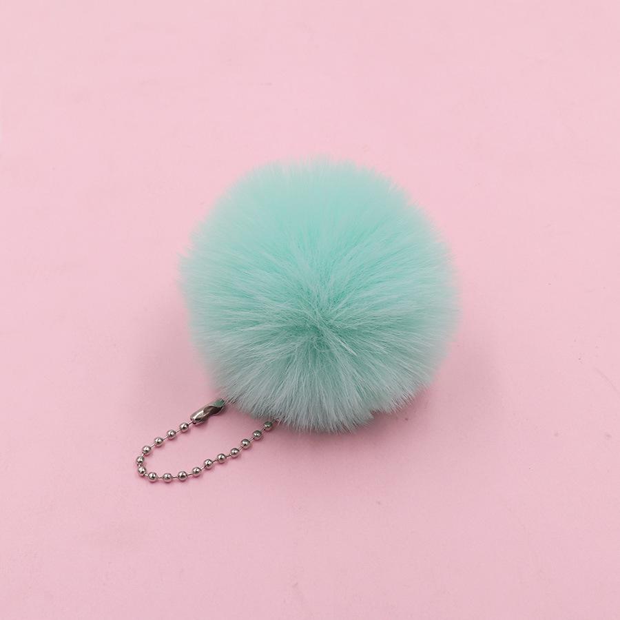 6cm Pom-Pom Plush Ball Beaded Keychain - Faux Rabbit Fur, Ideal for Bags, Keys, Earphone Cases