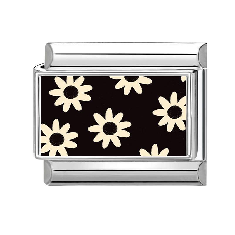 Y2K Black Series Heart Sunflower Heart Star Tai Chi Eye Cat Italian Charm Links Fit 9mm Stainless Steel Bracelet DIY Making Gift