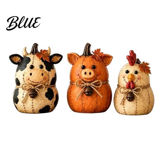Country Style Thanksgiving Ornaments 3PCS Rustic Autumn Harvest Wooden Ornaments, Animal Designs Retro Vintage Distressed Wood Crafts Farmhouse