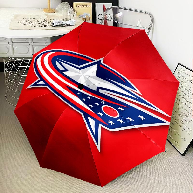 Columbus Blue Jackets Heart Umbrella Folding umbrella, automatic umbrella 8-Frame for Travel, camping Use Gift for Halloween Christmas