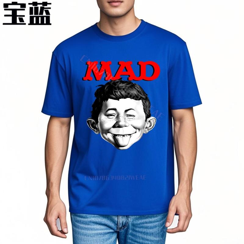 Teeshirt Breathable New Teeshirts Mad Magazine Character On Black Cotton Plus Size Tshirt Trendy Relaxed Fit Tshirt Casual