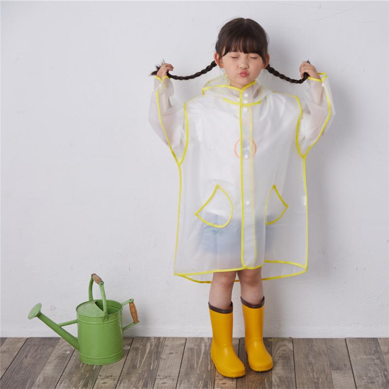 Children Waterproof Rain Poncho Raincoat, Kids Hooded Transparent Protective Cover Rainwear