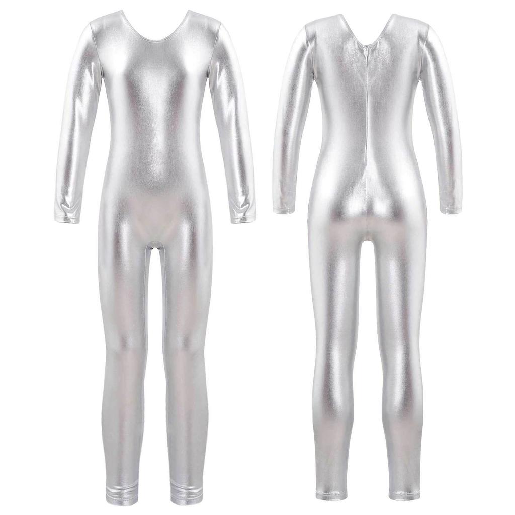 Kids Ballet Gymnastics Unitard Girls Long Sleeve Round Neck Leotard Dance Catsuit Bodysuit Dancewear