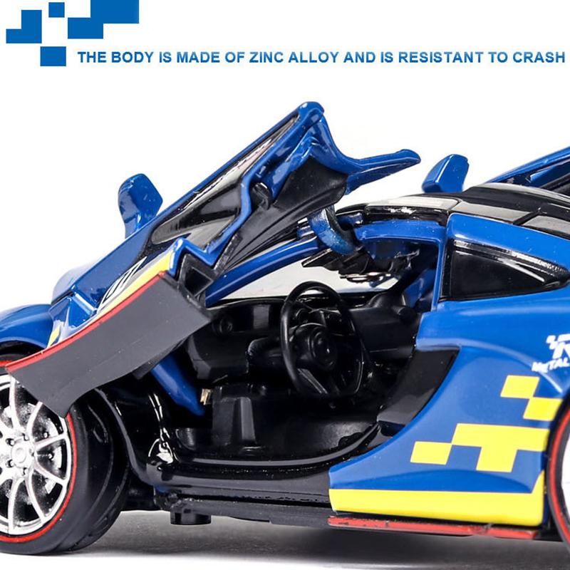 1/32 Scale P1 GTR Diecast Car Model Toy, Pull Back Toy Vehicle with Sound and Light for Kids Toddler Boys Girls Gift Collection