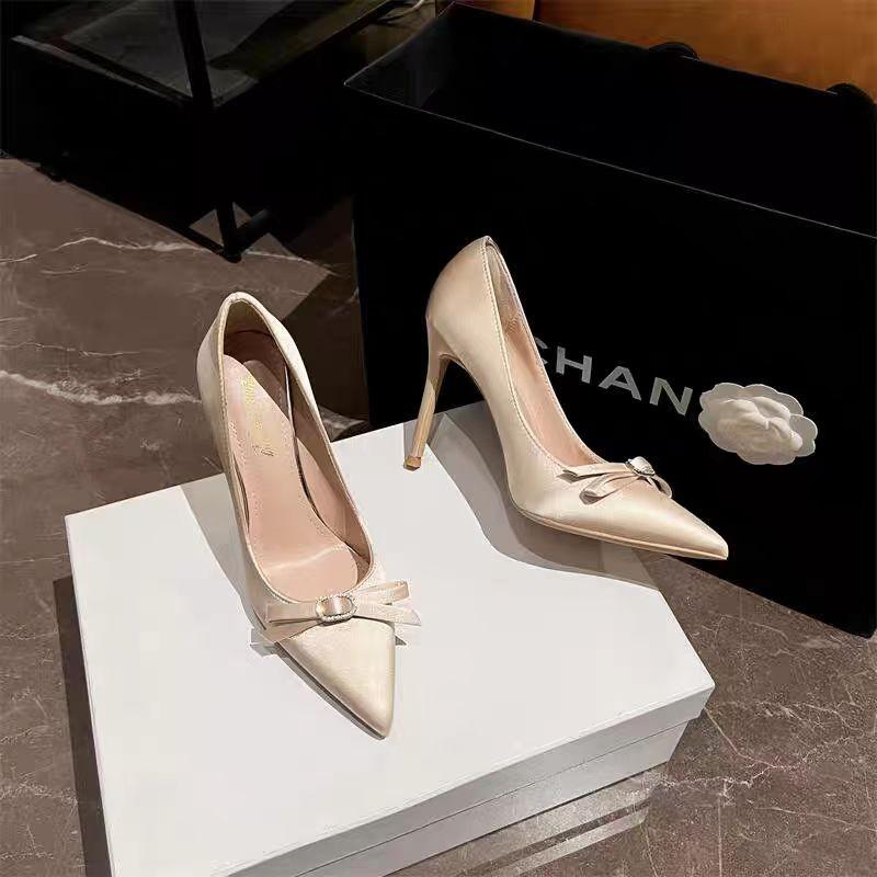 Fashion 2024Spring and Autumn Women's Shoes Sexy Pointed Toe Women's High Heels Simple and Elegant Wedding Bridal Shoes 6.5CM High Heels