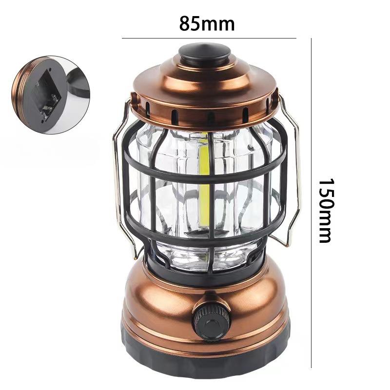 New Dual Light Source Retro Portable Horse Lantern Cross-border Led Solar Outdoor Camping Light USB Charging Emergency Light
