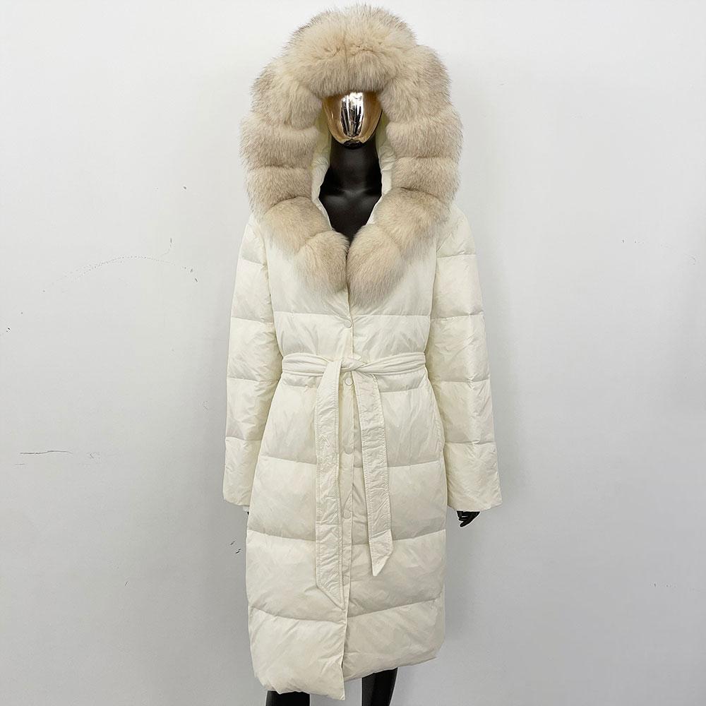 OFTBUY Winter Women Coat Real Fox Fur Collar Hooded Jacket Thick Warm Autumn Hat Detachable X-long White Duck Down Overwears