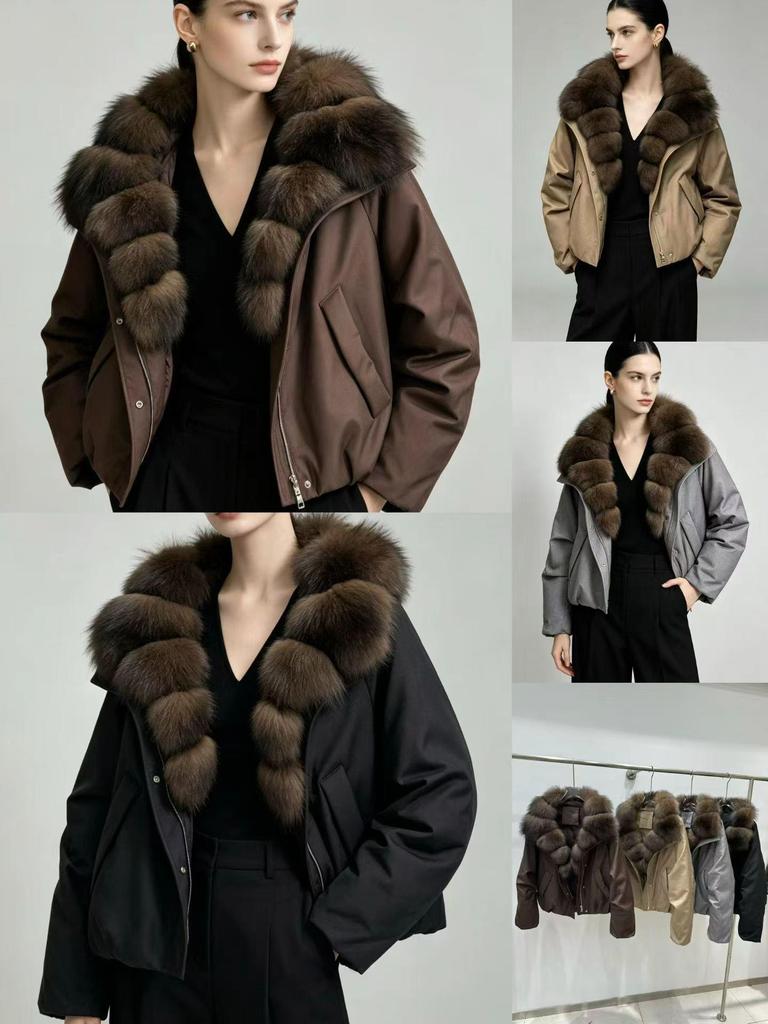 Women's Winter Fox Fur Collar Down Jacket - Stylish, Loose, and Warm Fur Coat