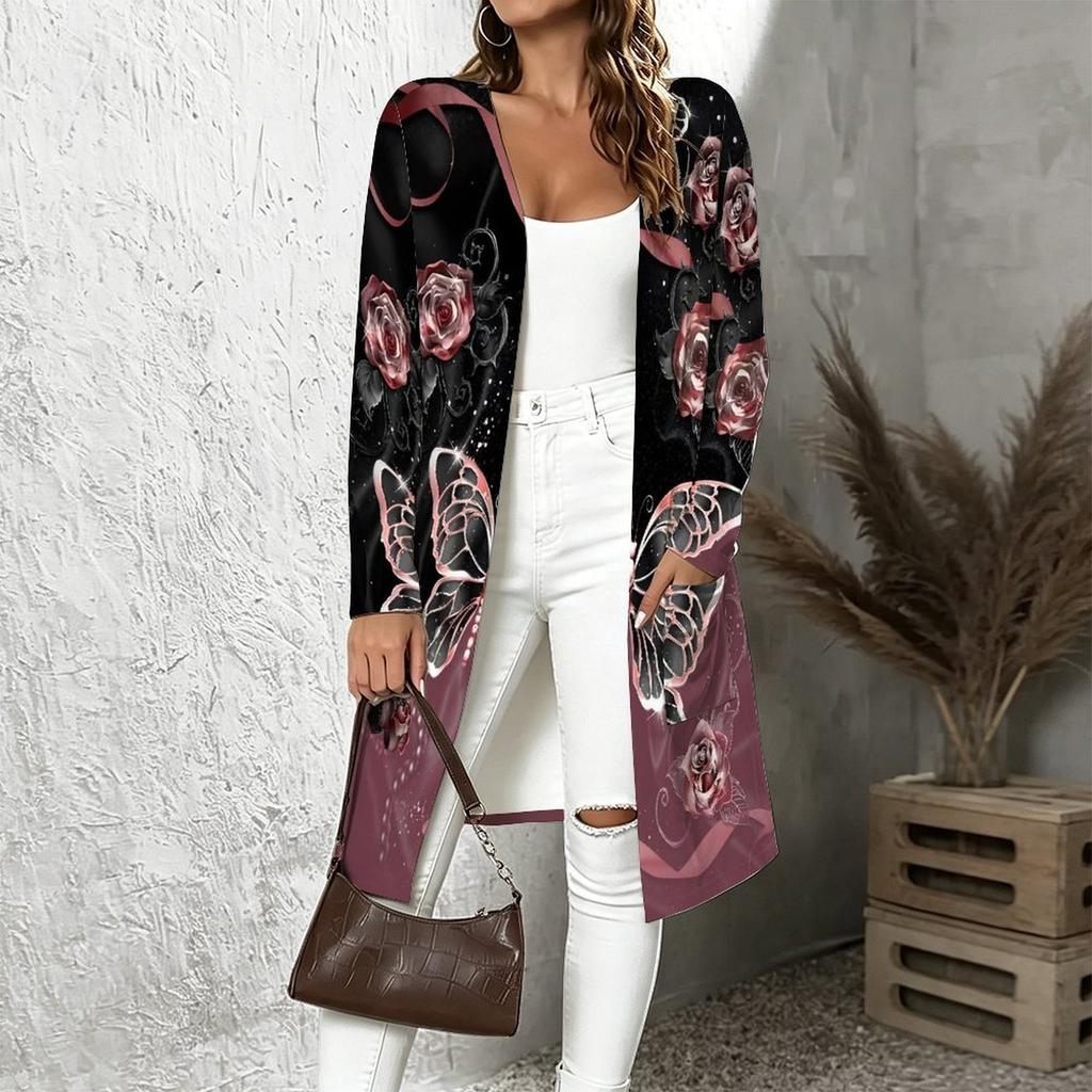Plus Size Women Open Front Long Sleeve Loose Cardigan Soft Comfortable Everyday Outerwear
