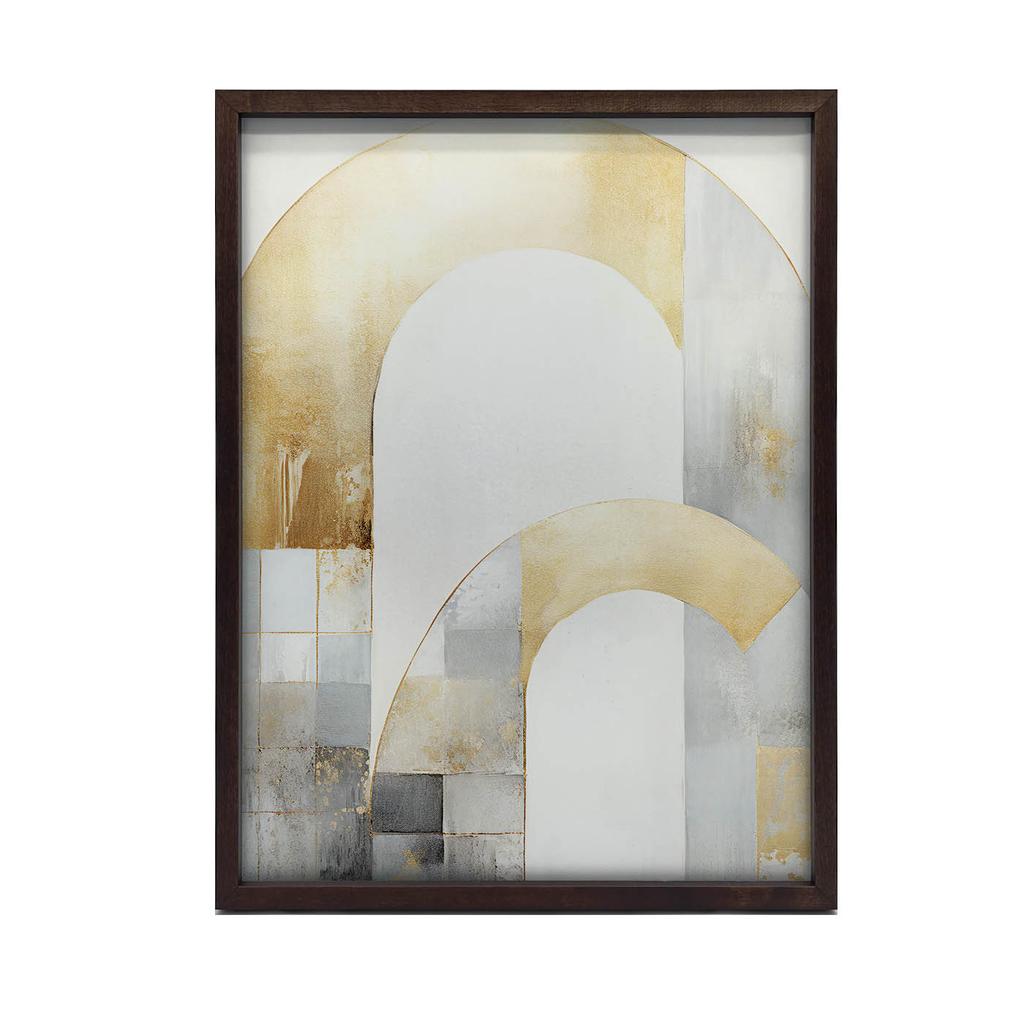 Art Deco Elegance: Gold and Silver Abstraction Elegance Art Deco: Gold And Silver Abstraction, 30X40 Cm, White Wooden Frame, 230 Gsm Matte Paper