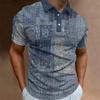 Men Summer Short Sleeve Lapel Golf Polo Shirt Tops Men Clothes Casual 3D Digital Print Sport Retro Style Polo Shirt