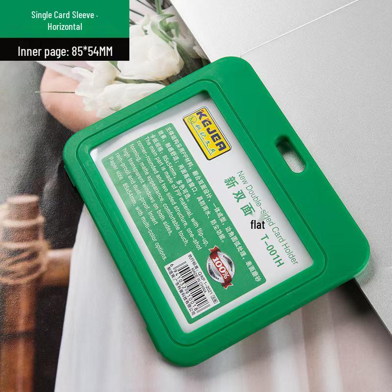 Vertical & Horizontal Double-Sided Transparent Employee Badge Holder with Color Options