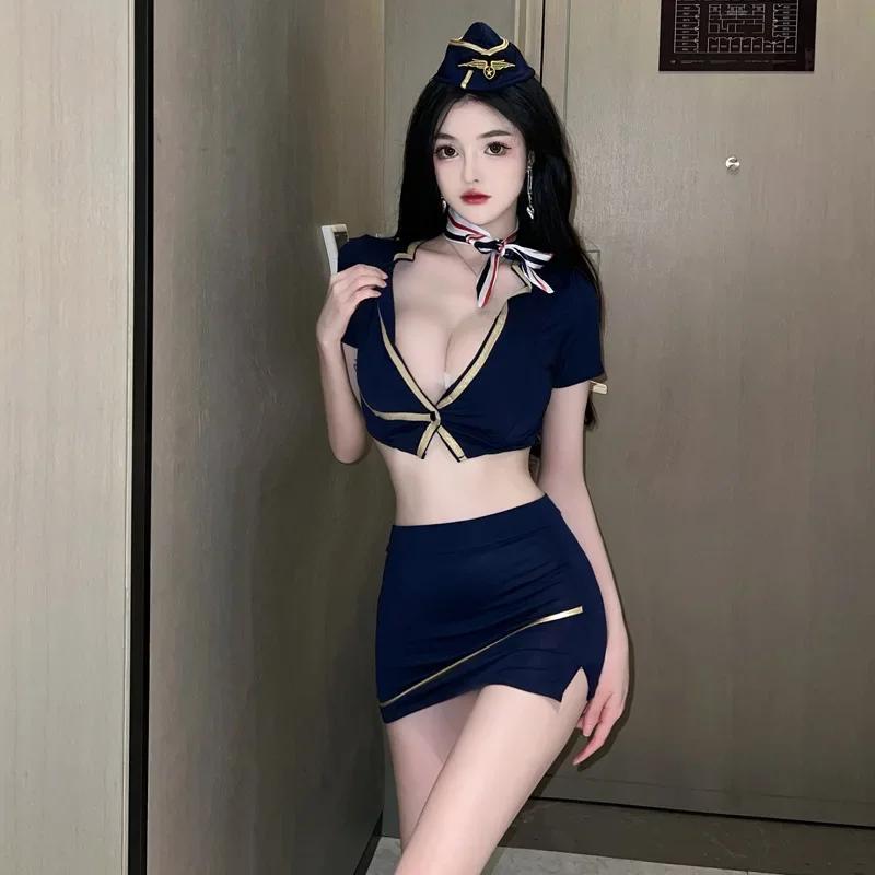 Sexy Hot Stewardess Uniform Fantasy Lingerie Erotic Temptation Sexy Flight Attendant Costume Cosplay Temptation Sexy Outfit