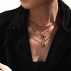 Elegant Abalone Shell Pendant Necklace with Gold-Plated Brass Eight-Pointed Star and Zircon on a Retro Simple Clavicle Chain for Women.