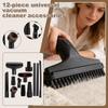 12-częściowy uniwersalny zestaw akcesoriów do odkurzacza (1-1/4 cala) - Przedłużka do szczotki, dysza, narzędzie szczelinowe