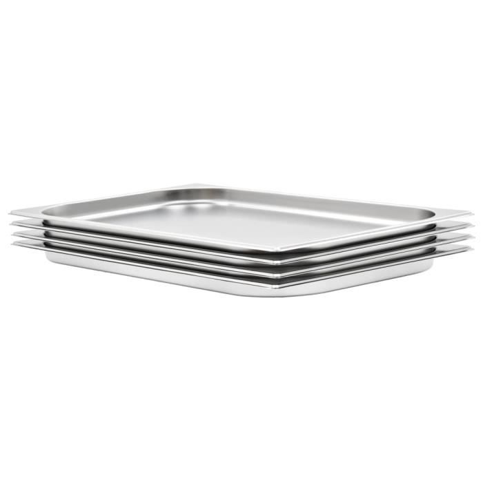 VidaXL Récipients Gastronorm 4 pcs GN 1/1 20 mm Acier inoxydable