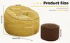 Ergonomic Curved Bean Bag Chair with Detachable Storage Pocket and Matching Cylindrical Ottoman for Modern Home Comfort