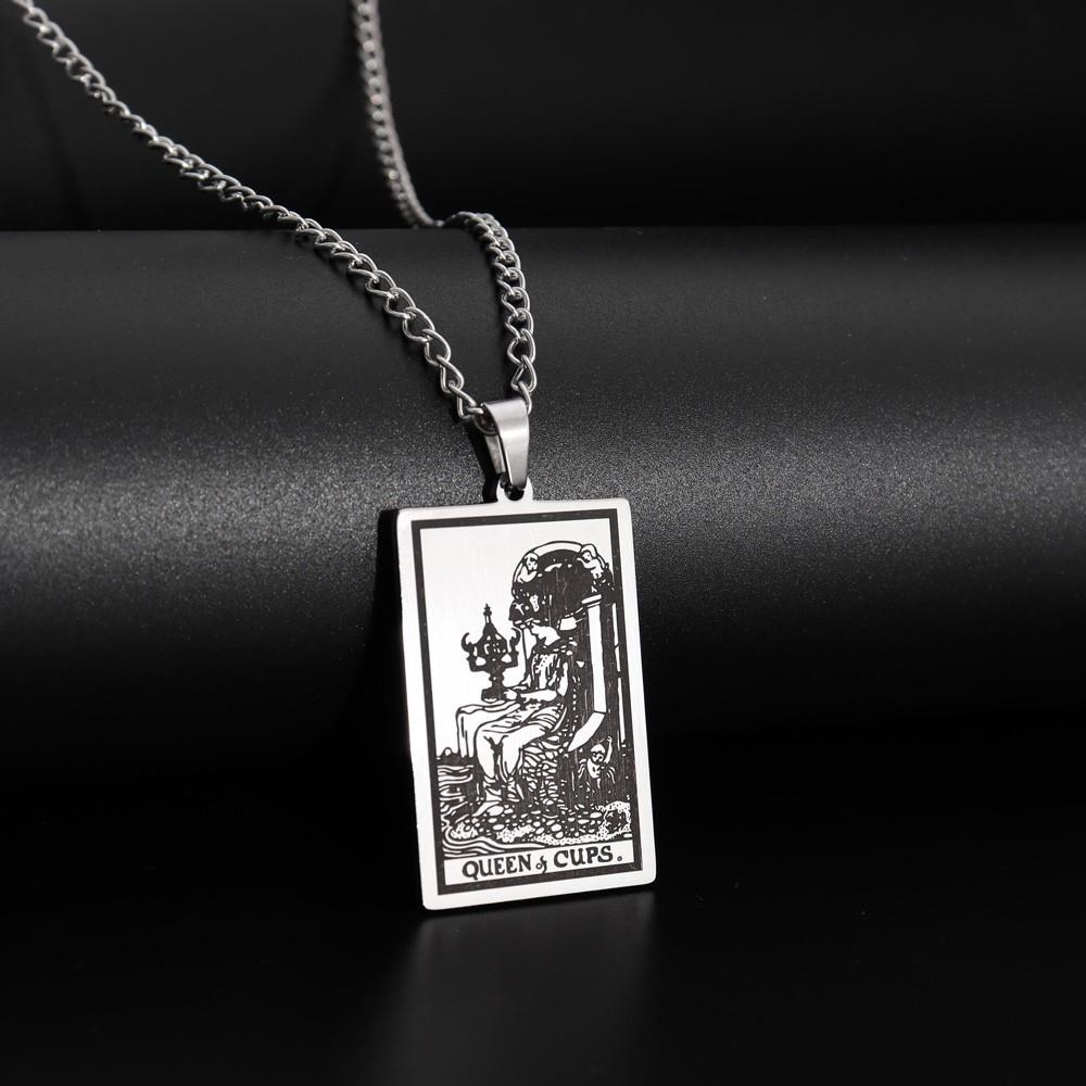 22 Waite Holy Cups Tarot Queen Pendant Necklace Men's Necklace