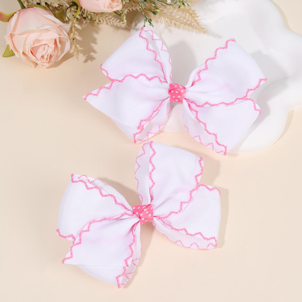 

2Pcs Korean Ribbon Bow Hair Clip For Girls Sweet Cute Wavy Edge Hairpins Elegant Barrette Children Headwear Headdress Accesories