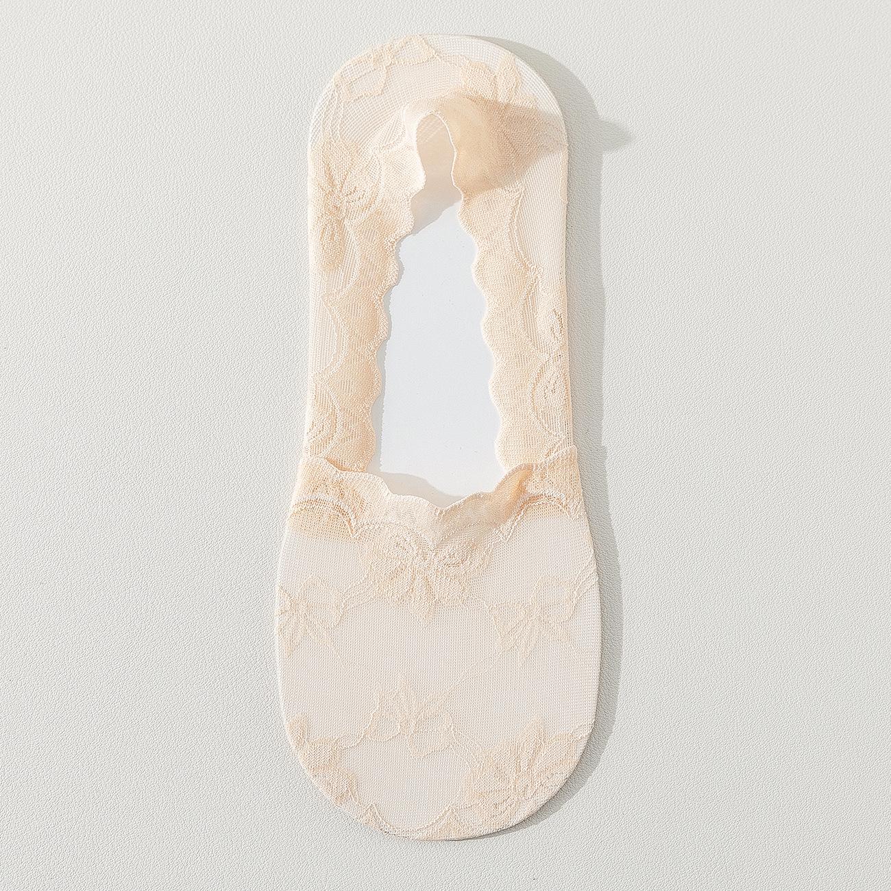 Женские бесшовные кружевные носки-невидимки, противоскользящая пятка, низкий вырез, летние тонкие, универсальная хлопковая основа