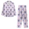 Women's 2 Piece Printed Suit Long Sleeve Button Up Top Wide Leg Pants Suit Set Pajamas Home Casual Suit