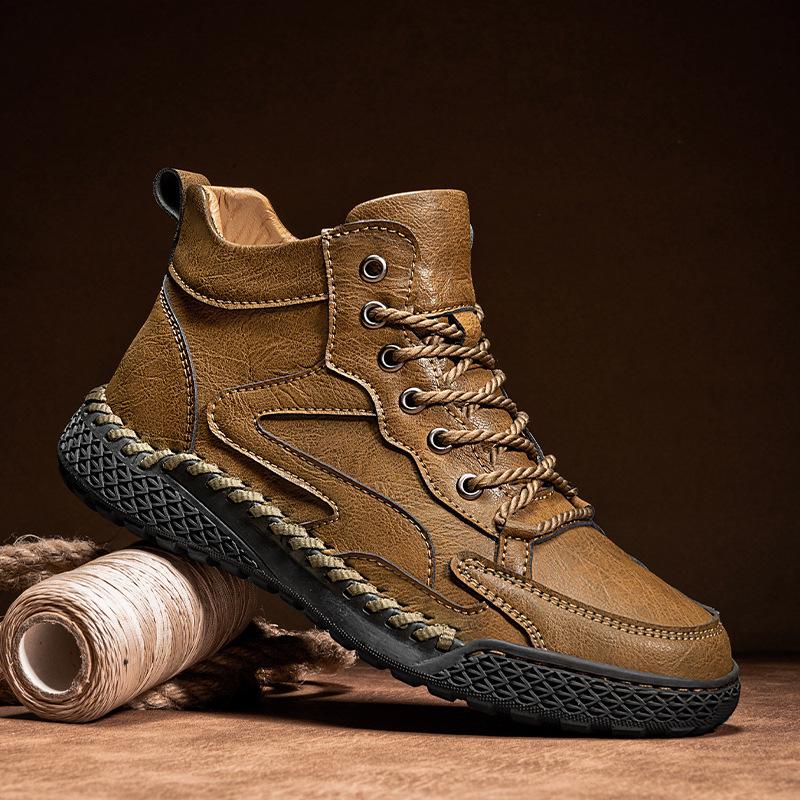 Men's High-Top Lace-Up Martin Boots - Autumn Winter Style, Plus Size Casual Ankle Boots.