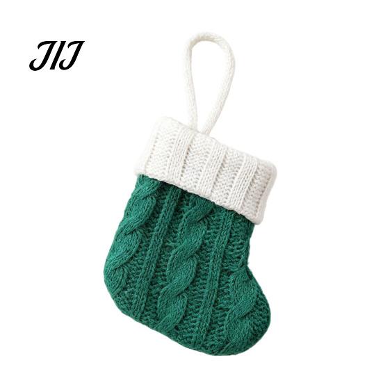 Xmas Tree Hanging Ornaments Christmas Tableware Holder, Knitted Stockings Spoon Knife Fork Mini Bag for Fireplace, Tree, Holiday Party Dinner
