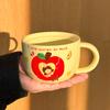 Apple Water Cup Cute Ceramic Cup Mug with Lid Spoon New Year's Birthday Gift for Girls