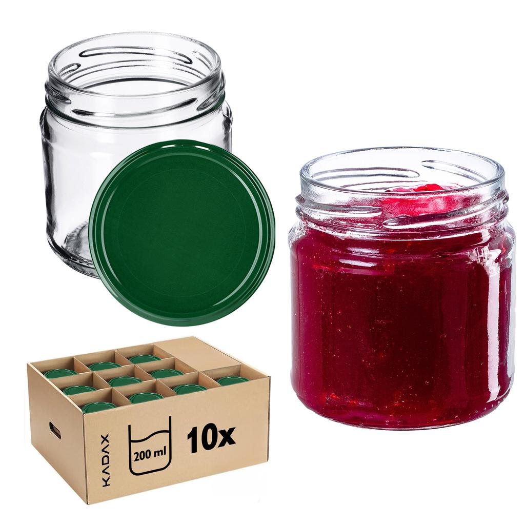 KADAX 10x Glas 200ml + Deckel Fi66 für Konserven Marmelade