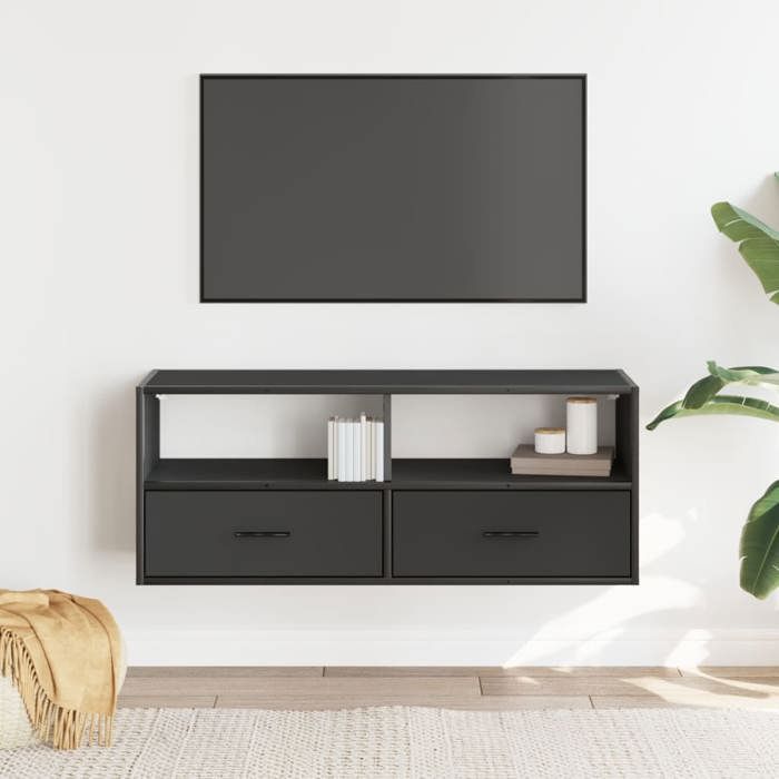 VidaXL Meuble TV noir 100x31x39,5 cm bois d'ingénierie et métal, support TV, armoire média, console TV, meuble HiFi, centre 848929