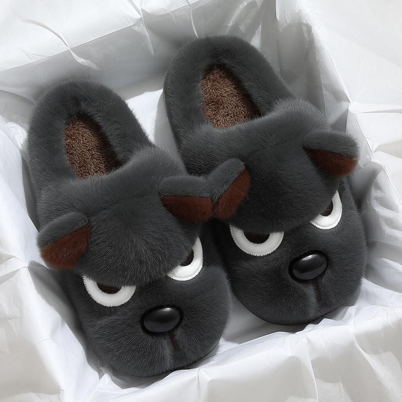 Angry puppy cotton slippers winter new plush warm indoor home platform cotton shoes