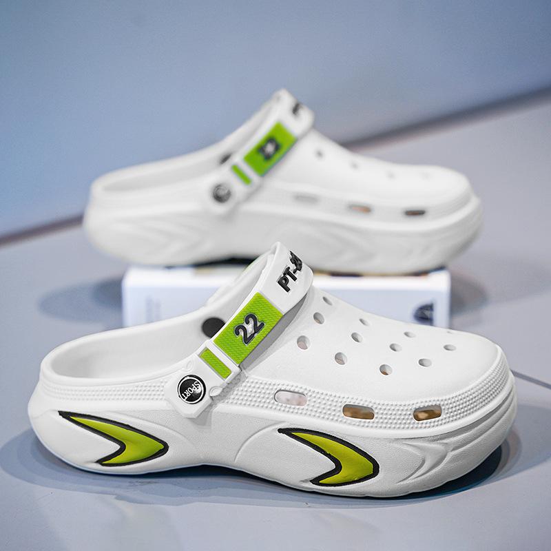 

Мужская пляжная обувь, обувь с отверстиями, тапочки, обувь для путешествий, повседневные сандалии 46 покинуть белый