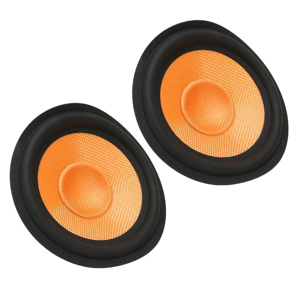 2PCS Orange Paper Speaker Cone Rubber Surround Drum Paper Subwoofer Cone Subwoofer Replacement