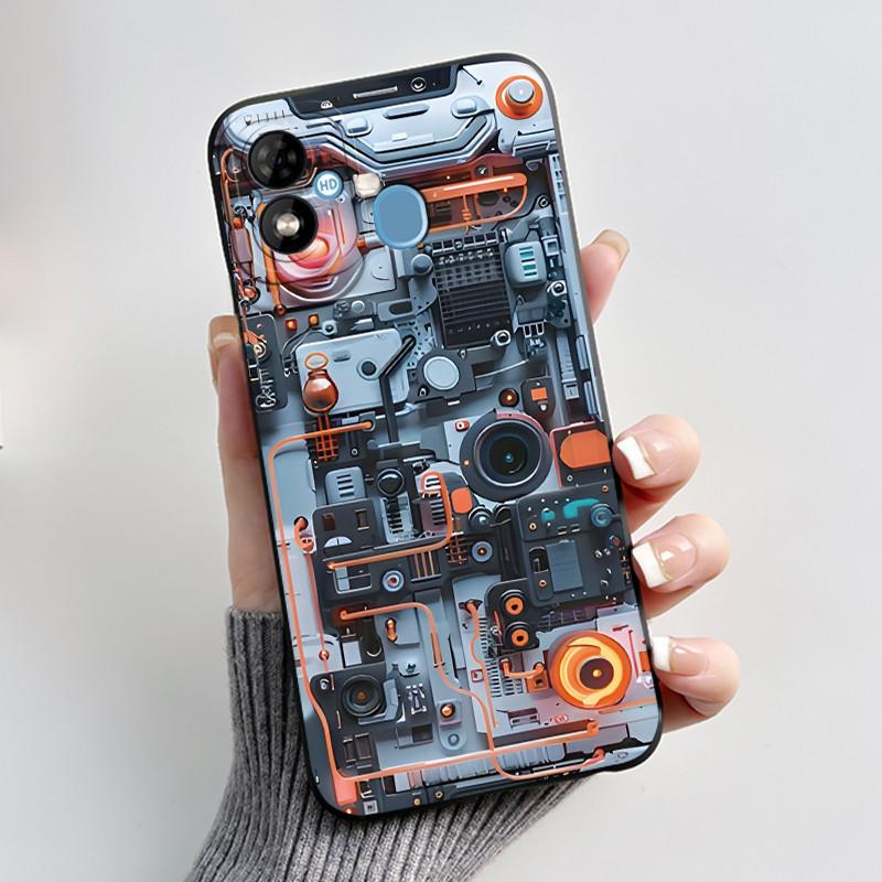 Phone Case For Itel A33 Plus Bumper Soft Silicone Jelly Black Case Aesthetic Popular Pattern Flower Lotus Shockproof Cover