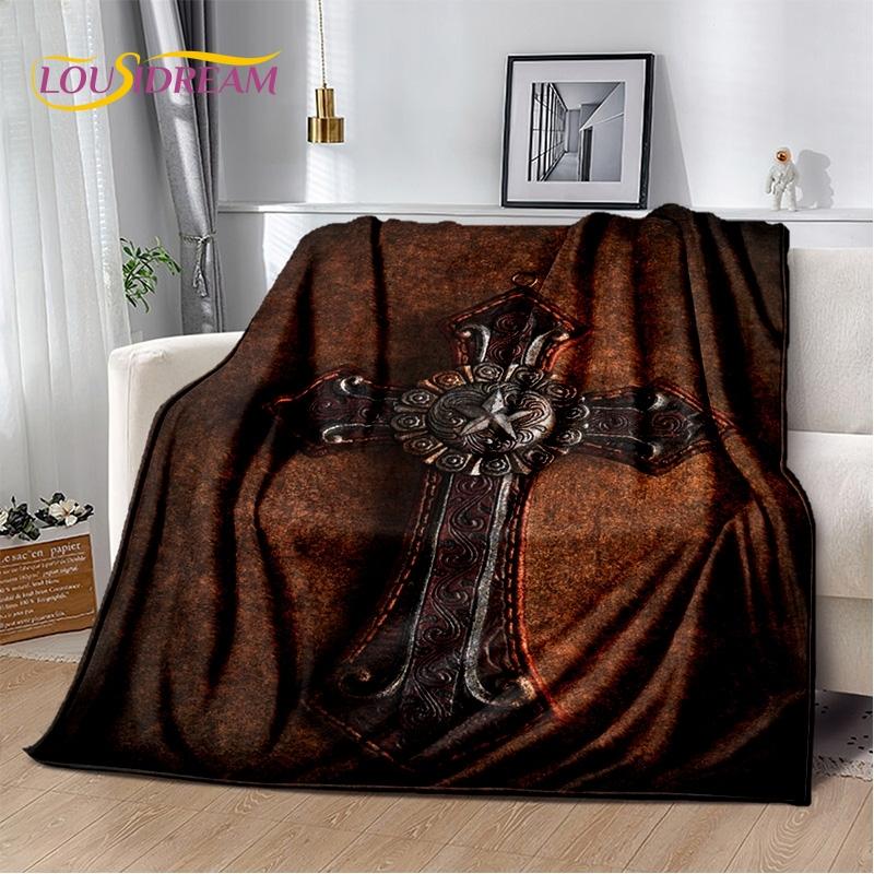 New 3D Pray Holy Bible Cross Jesus Soft Blankets,Keep Warm Throw Blanket Comfortable Blanket for Picnic Beds Sofa Home Bedroom