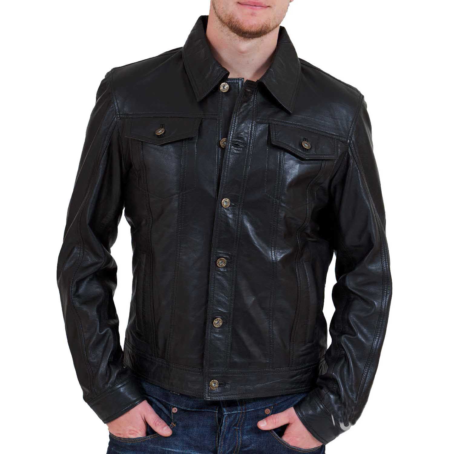 

SkinOutfit Men s Genuine Lambskin Black Leather Jacket Stylish Motorcycle Bomber Biker Outerwear MJ 148 XXXL чорний