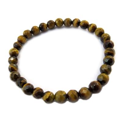 [P4056] - Designer Bracelet 'Minéralia' Tiger's Eye (faceted) - 6 Mm