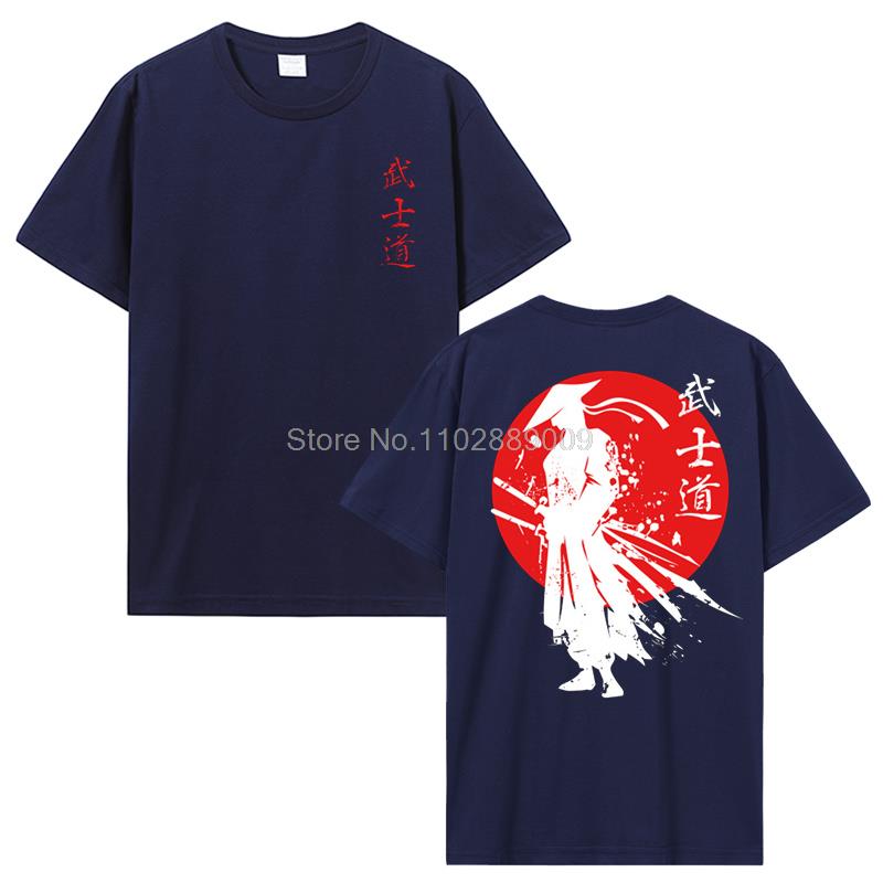 New Japan Samurai Spirit T Shirts Japanese Style Back Print Men Cotton Tshirt Anime T-shirt Bushido Male Gifts Tees Streetwear