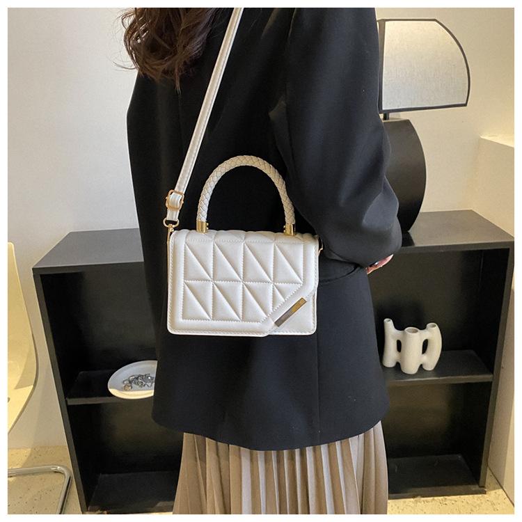 New Fashion Rhombus Quilted Faux Leather Shoulder Bag for Women Korean Style Chain Crossbody Square Purse
