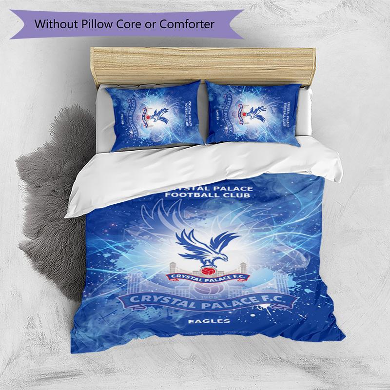 Crystal Palace Football Printed 3 Pieces Bedding Set, Comfortable Skin Friendly Bedroom Duvet Cover Set
