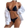 Two Piece Bikini Set with Metal Chain Decoration Triangle Top and Low Waist Bottom Swimwear for Women Beachwear Summer Outfit