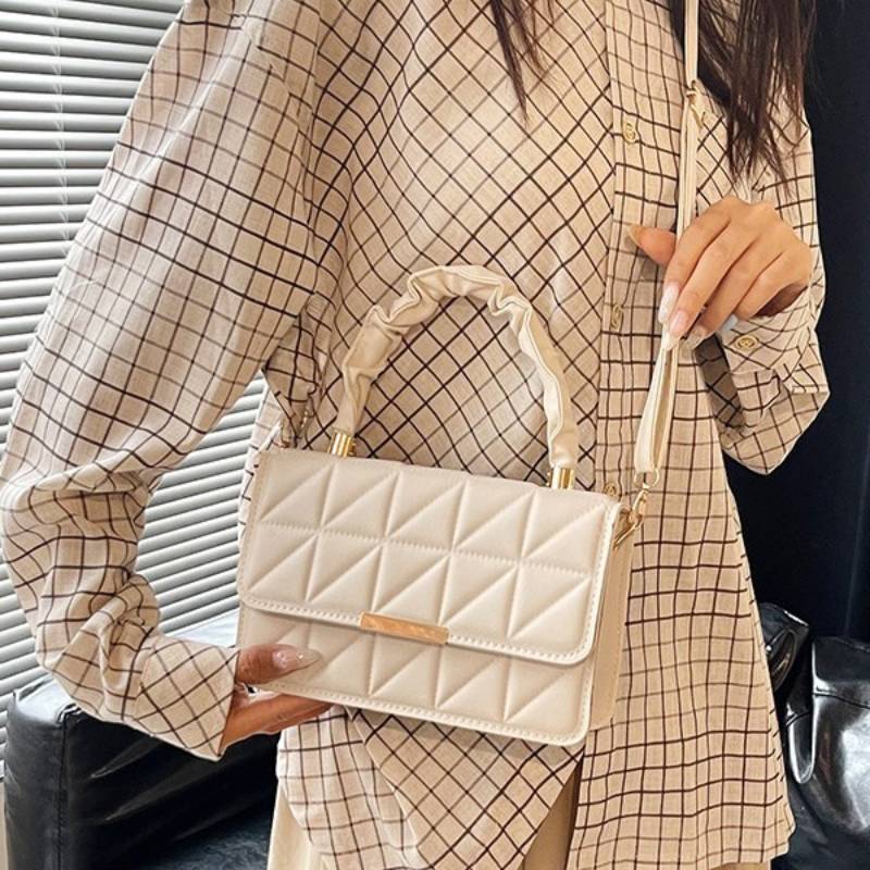 Pu Crossbody Bag For Women Small Square Design With Stitching For Daily Casual Use