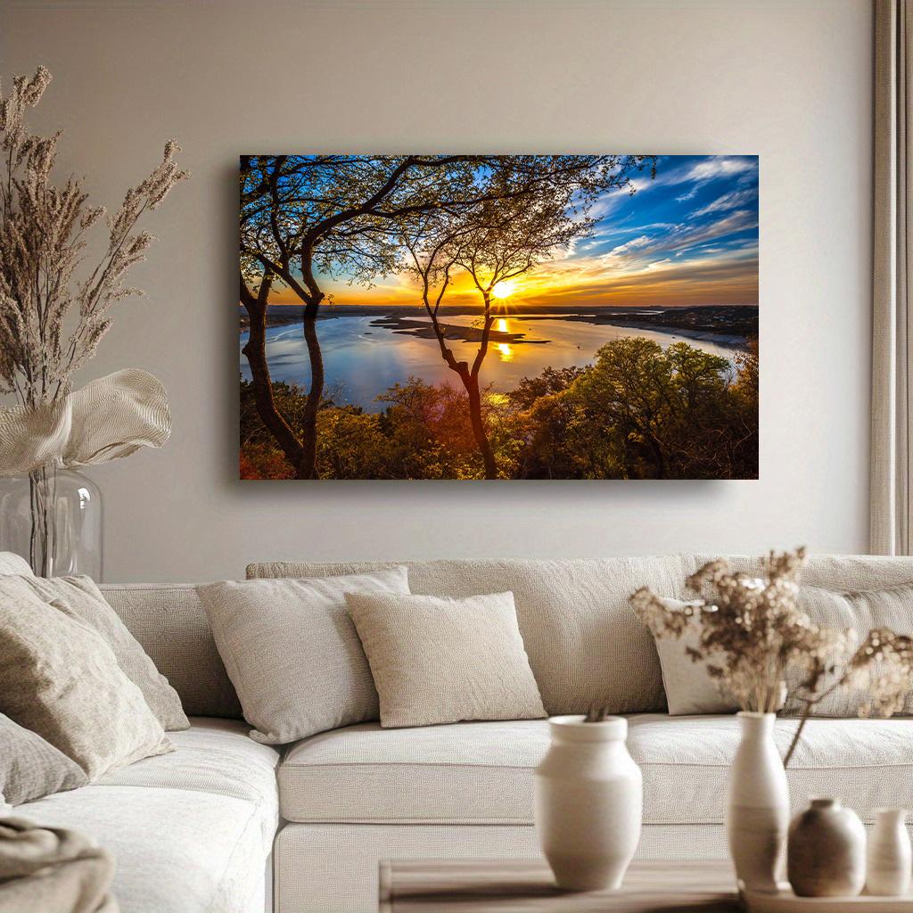 Sunrise Forest Wall Art Canvas Painting Modern Natural Landscape Posters and Prints Wall Pictures for Living Room Home Decor