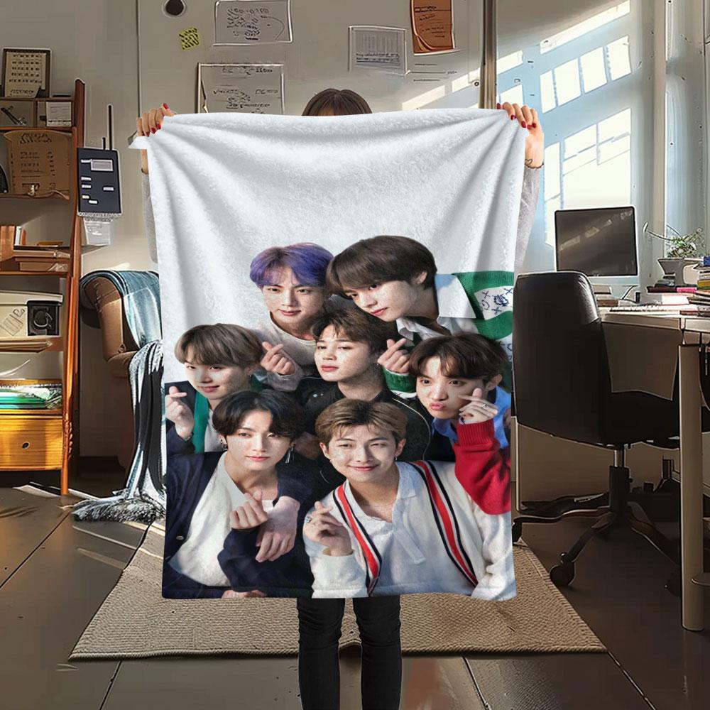 K-POP BTS printing Flannel Blanket Bedroom Sofa Camping Warm blanket Gifts for family and friends-MJ013