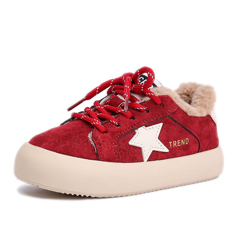 

2025 Autumn/Winter Kids Cotton Skate & Running Shoes: Velvet-Lined, Warm & Thick for Boys & Girls 16.5CM (Size 27) червоний