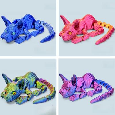 3D-gedruckte Sphynx-Katze Realistische Nacktkatzen-Figur Niedliches 3D-gedrucktes Spielzeug Bewegliches Fidget-Spielzeug für Liebhaber Wohndekor
